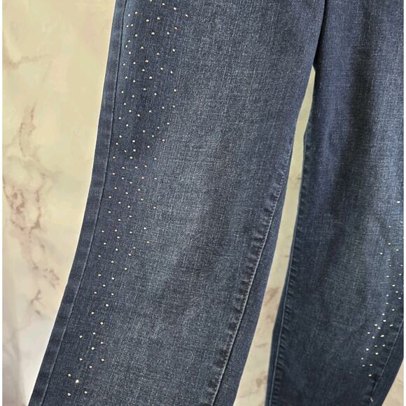 Rebecca Minkoff Jeans Womens 10 Gem Crystal Jewel Bedazzled Dark Wash High Rise - Picture 10 of 12